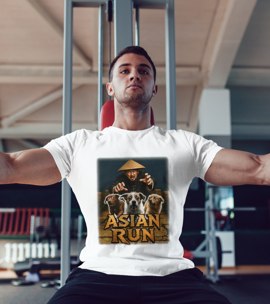 Asian Run Dogs With Traditional Hat Man T-Shirt