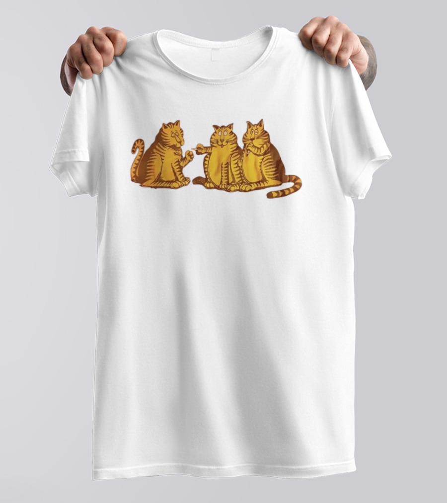 Super Cat Smoking Meme Trio Funny Cats Sharing Cigarettes T-Shirt