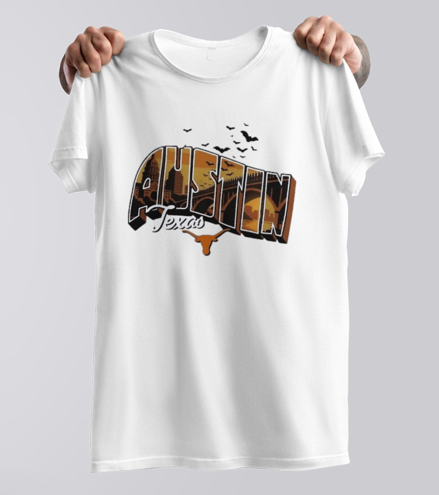 Austin Texas Longhorns Cityscape Greetings T-Shirt