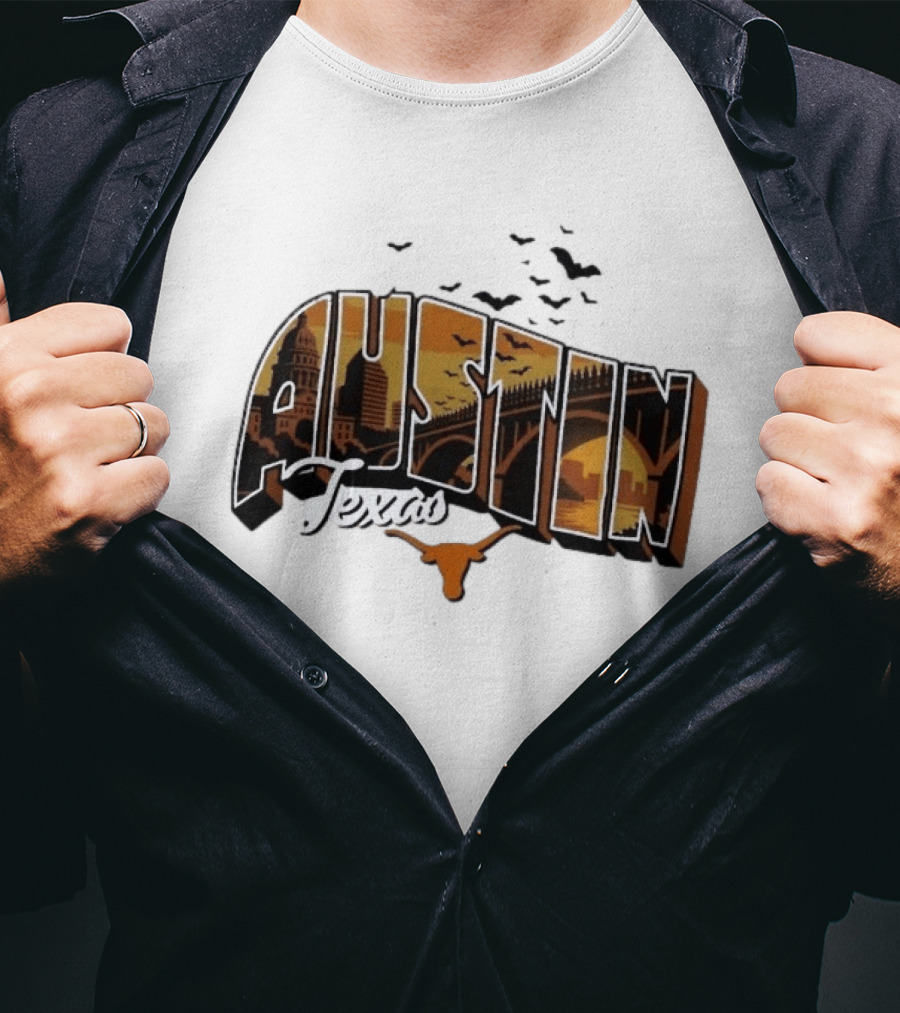 Austin Texas Longhorns Cityscape Greetings T-Shirt