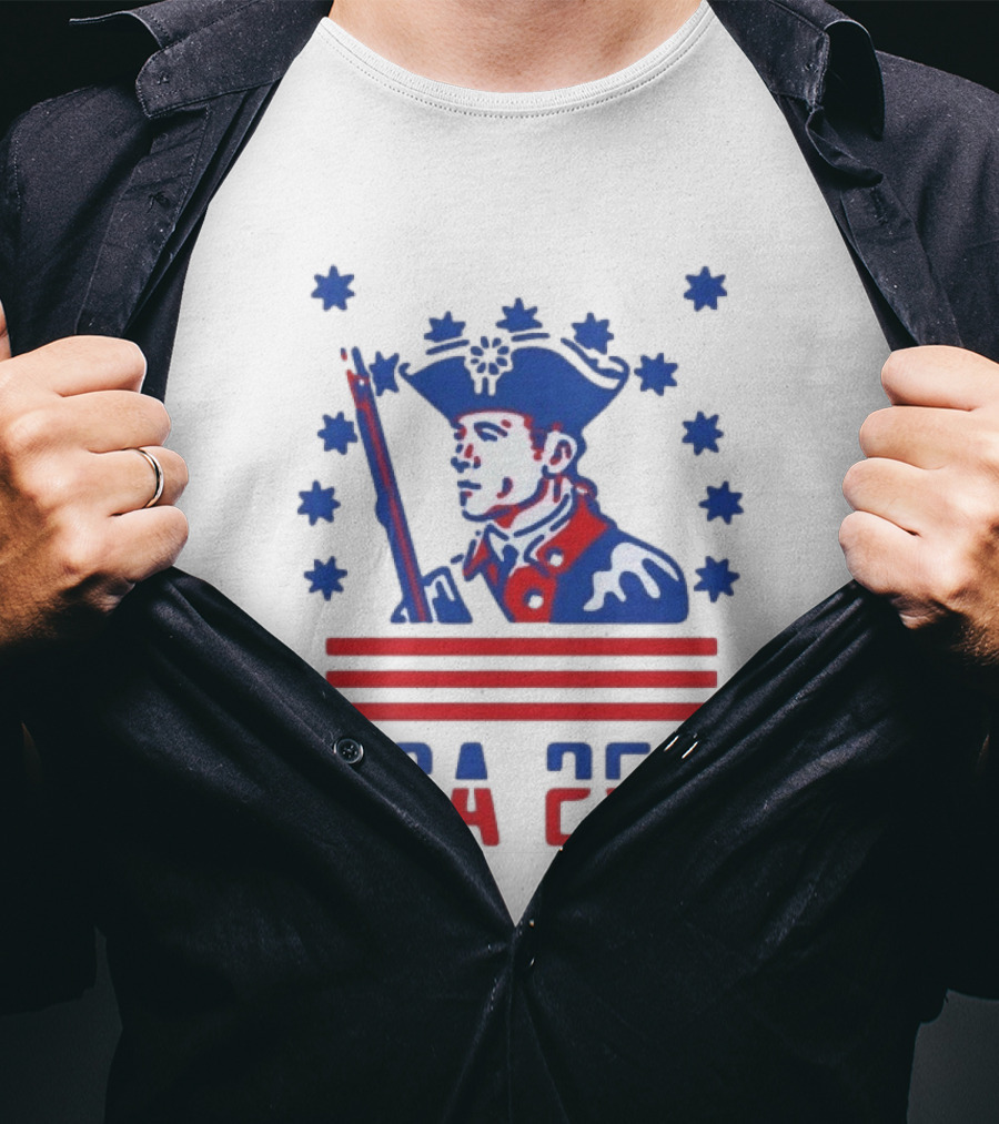 USA 250 Patriot America 250th Anniversary Revolutionary Soldier Stars Stripes T-Shirt