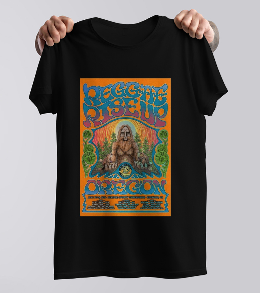 Reggae Rise Up Oregon June 12 14 2026 Deschutes County Fairgrounds Redmond OR Rebelution SOJA Iration Stick Figure Concert T-Shirt