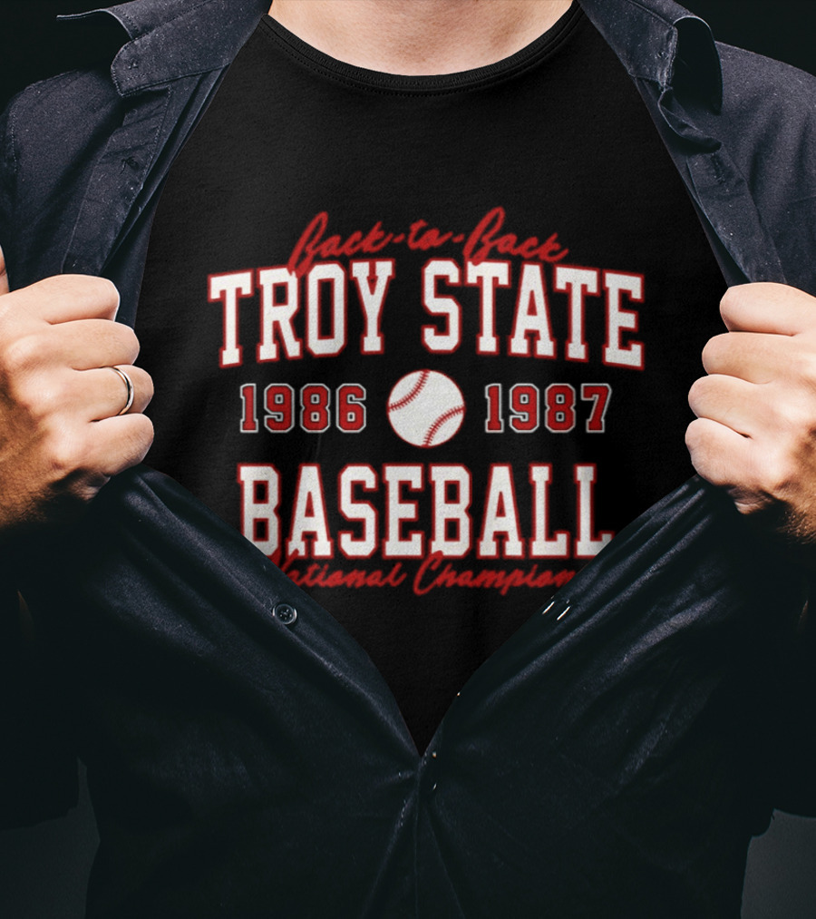 Troy State Baseball 1986 1987 National Champions T-Shirt