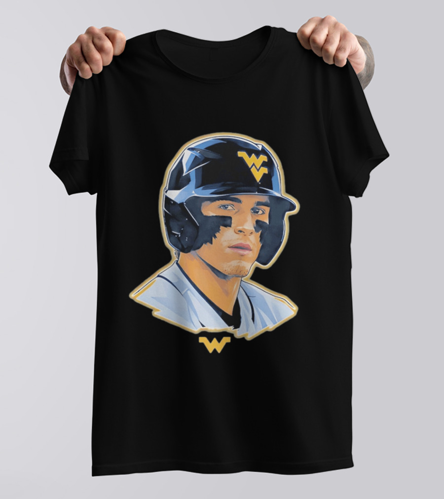 West Virginia Baseball Player Helmet WV T-Shirt