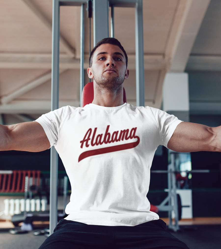 Alabama Baseball Cursive Style Lettering T-Shirt