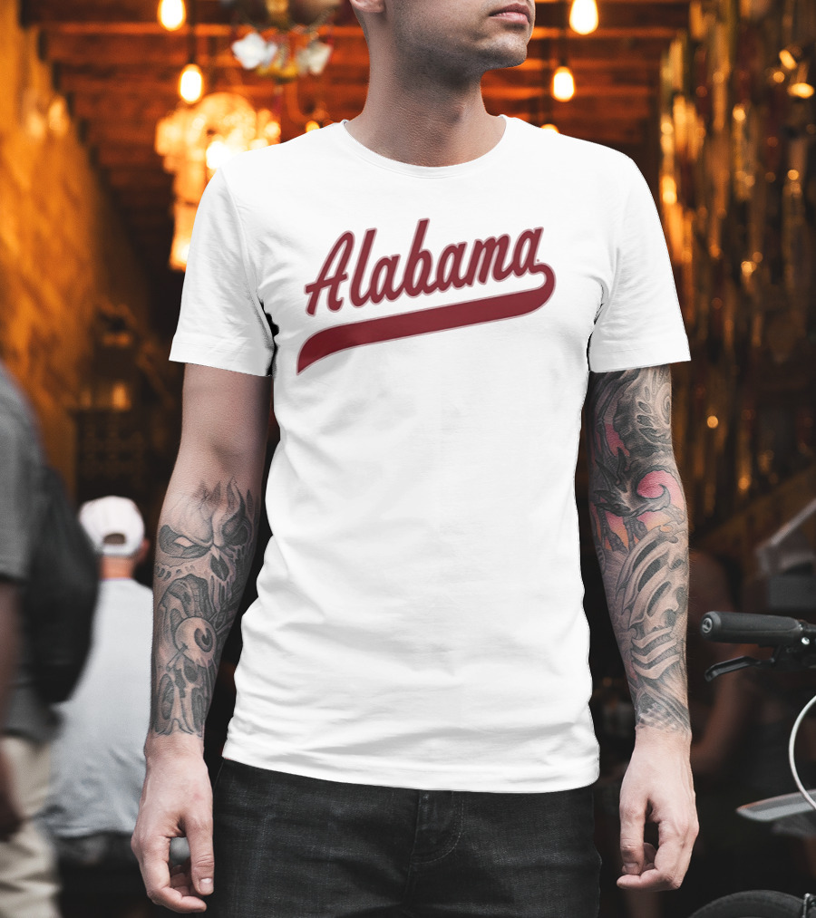 Alabama Baseball Cursive Style Lettering T-Shirt