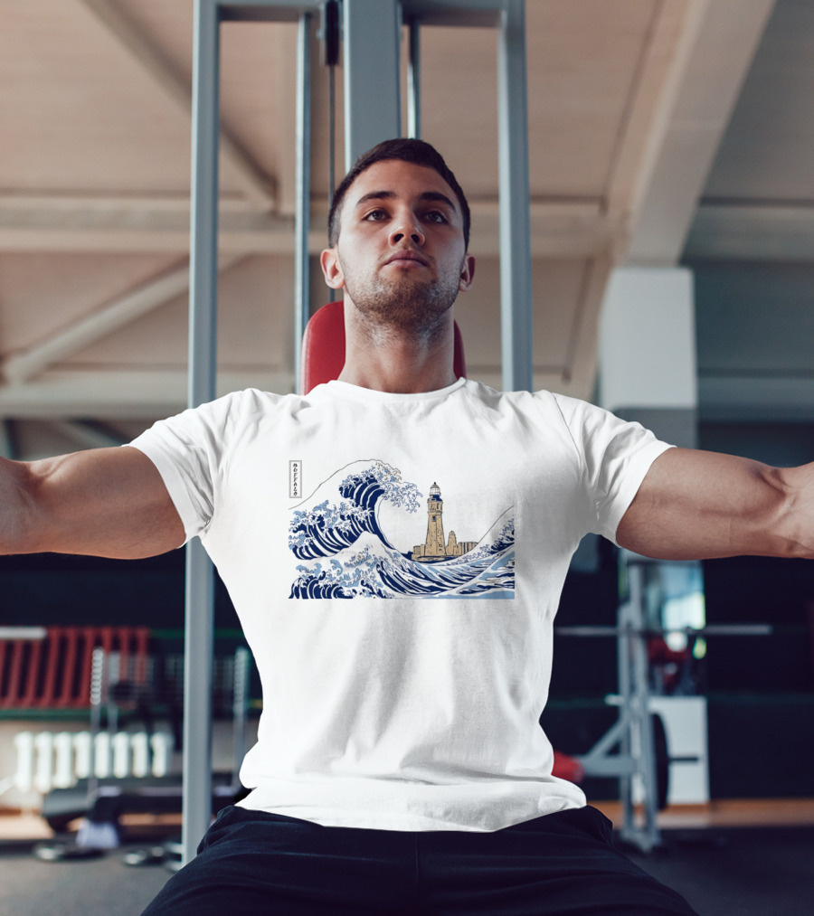 Great Wave Off Buffalo Lighthouse Print T-Shirt