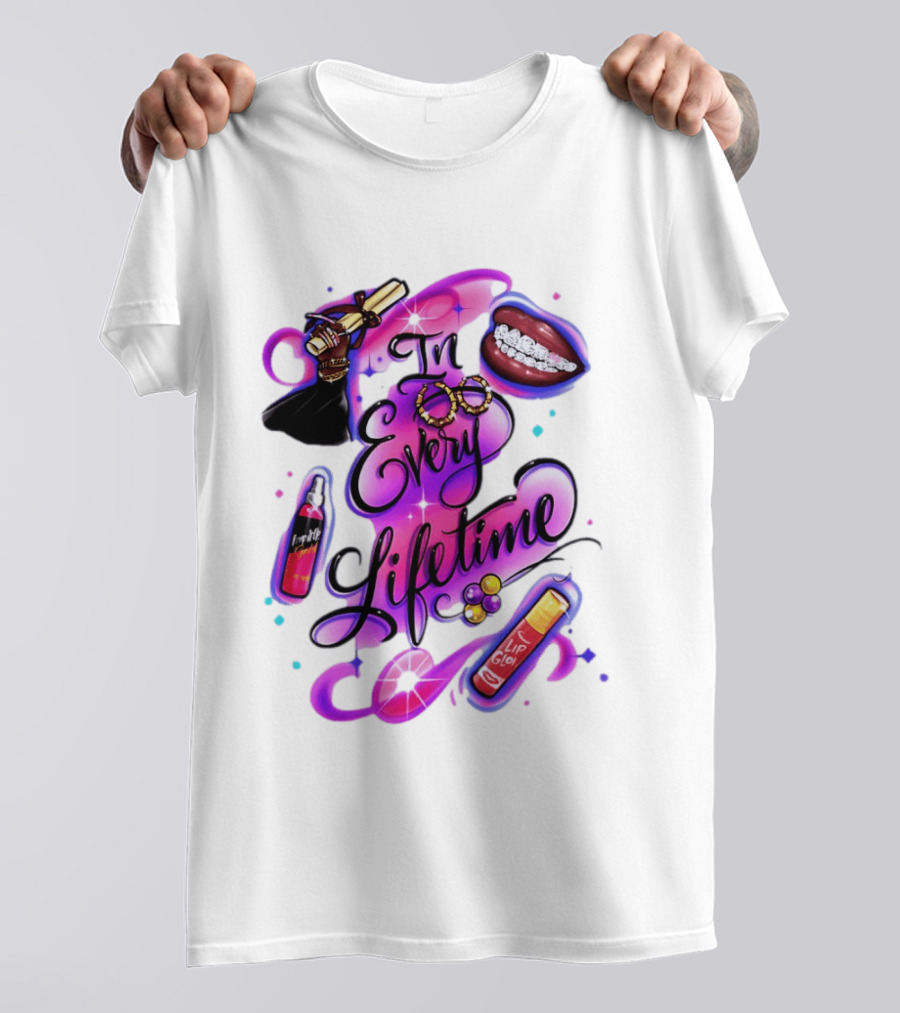 In Every Lifetime Lip Glow Gold Lip Graduation Black Girl Magic Aesthetic T-Shirt