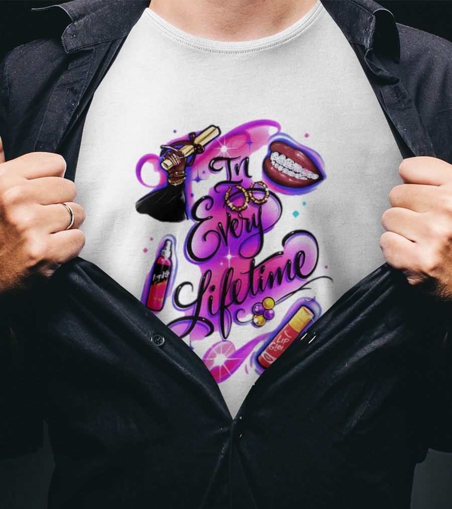 In Every Lifetime Lip Glow Gold Lip Graduation Black Girl Magic Aesthetic T-Shirt
