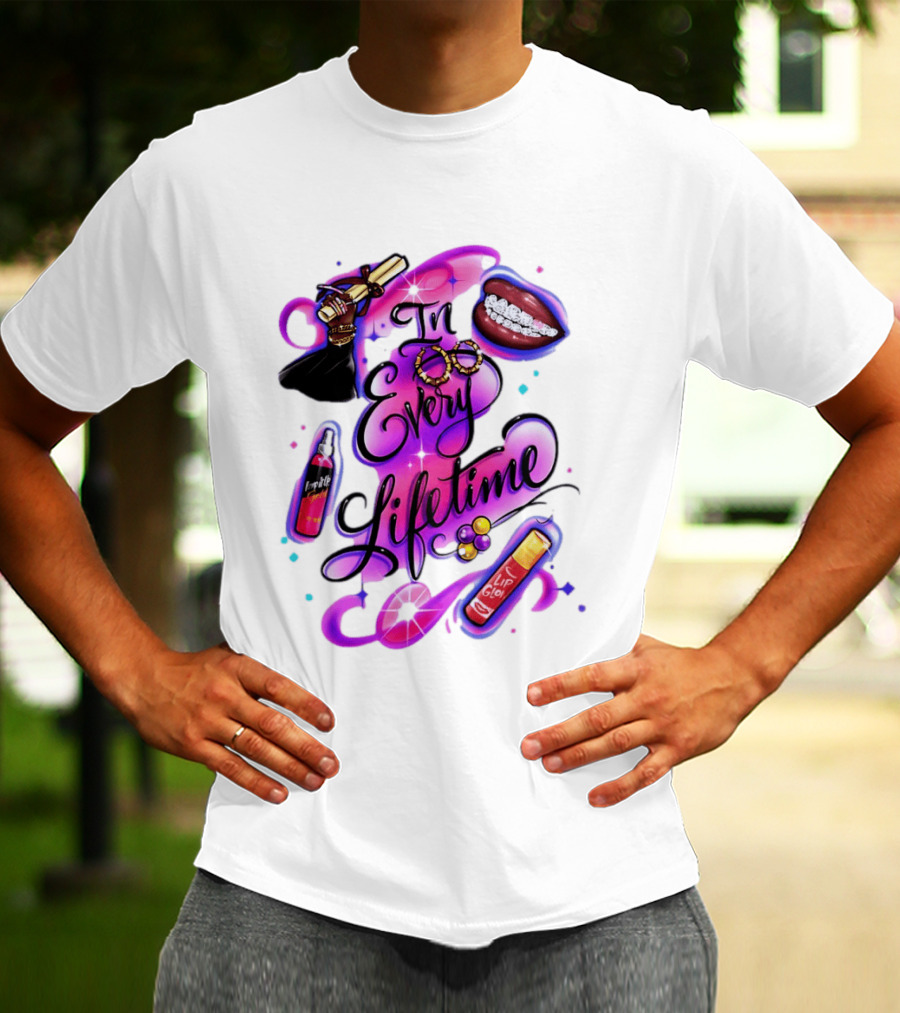 In Every Lifetime Lip Glow Gold Lip Graduation Black Girl Magic Aesthetic T-Shirt