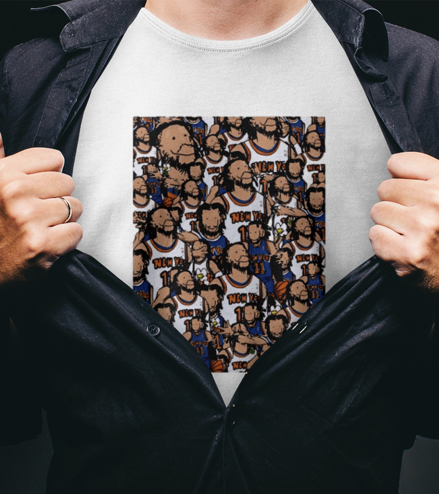 Jalen Brunson New York Knicks Number 11 NEMY Cartoon Collage T-Shirt