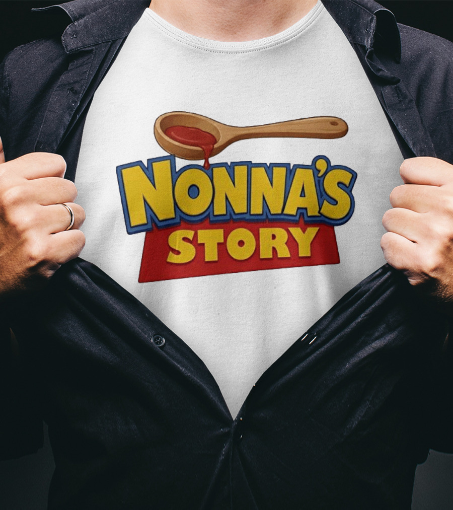 Nonna's Story Wooden Spoon Icon With Red Sauce T-Shirt