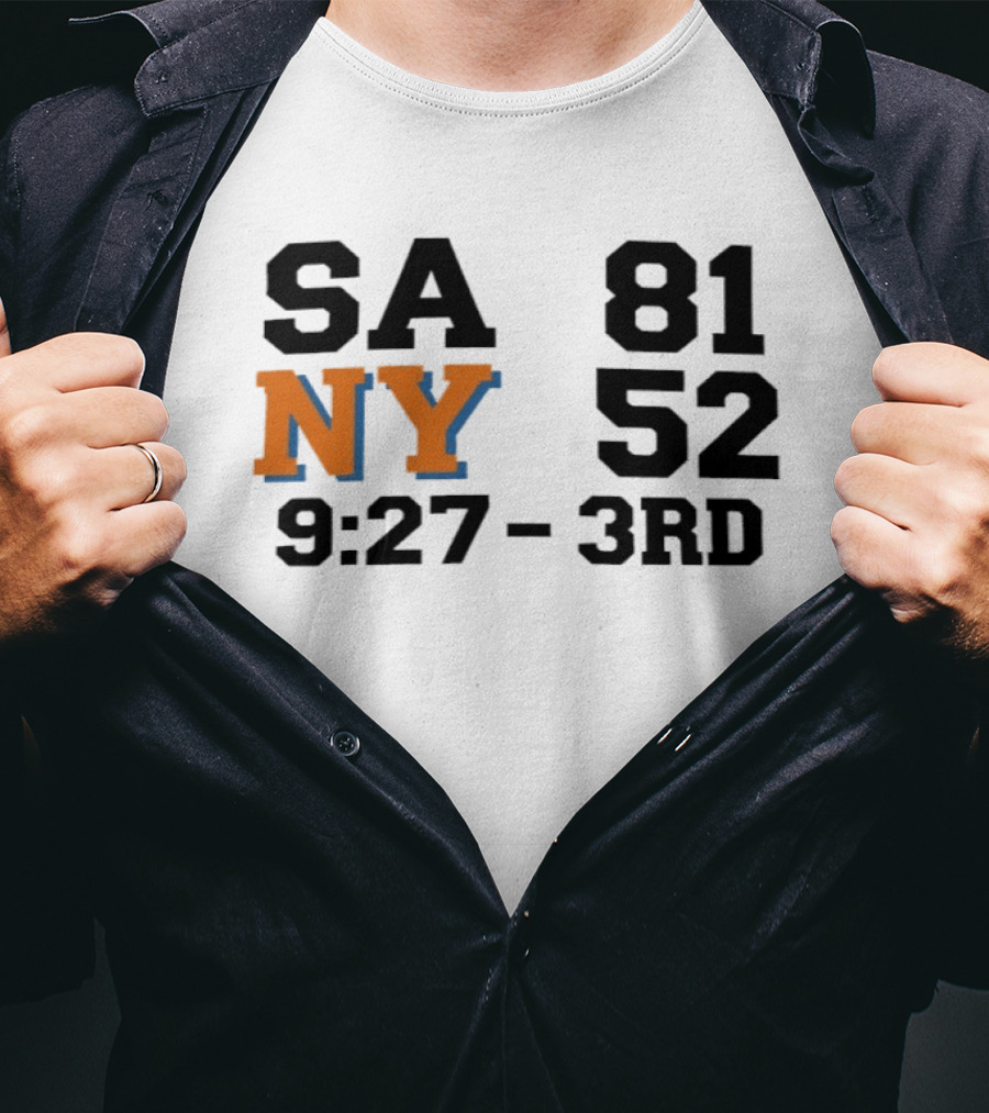 SA 81 NY 52 9:27 3rd Quarter Scoreboard T-Shirt
