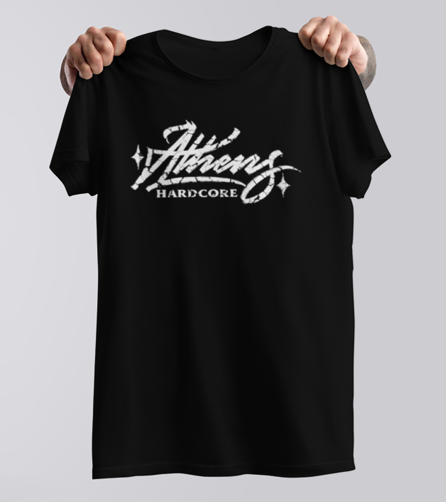 Athens Hardcore Cracked Retro Font T-Shirt