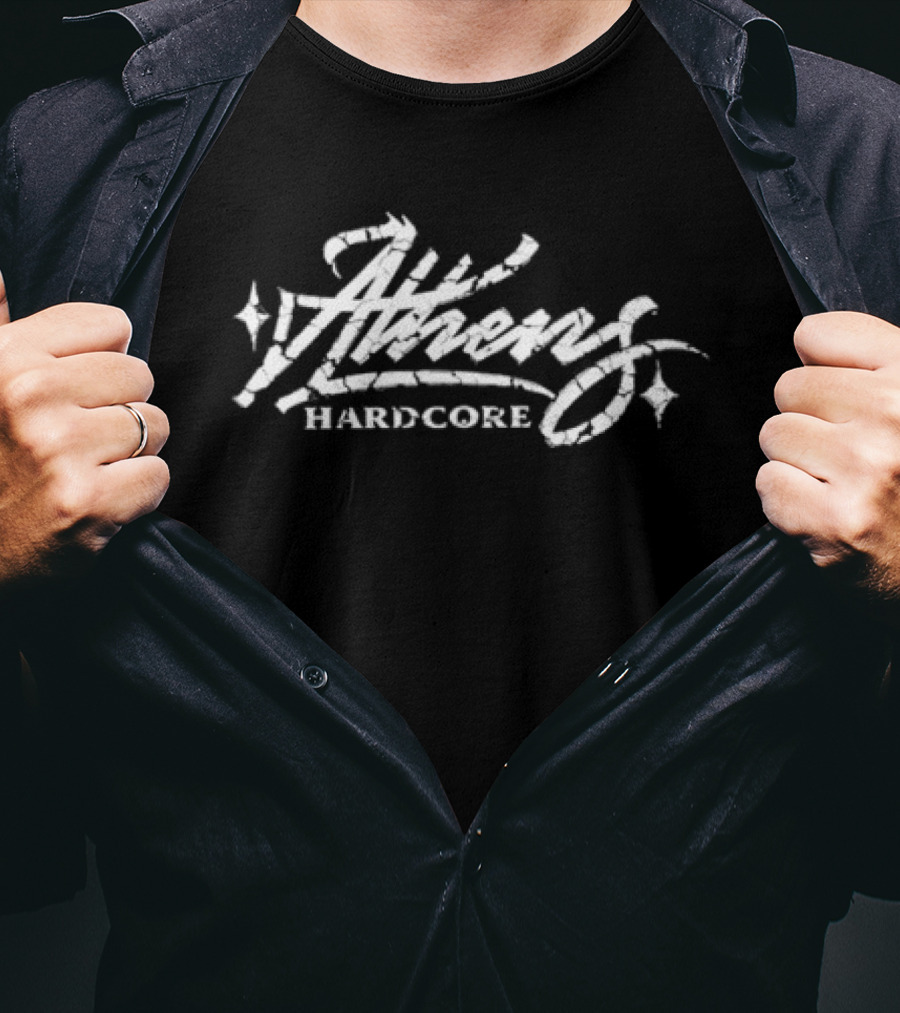 Athens Hardcore Cracked Retro Font T-Shirt
