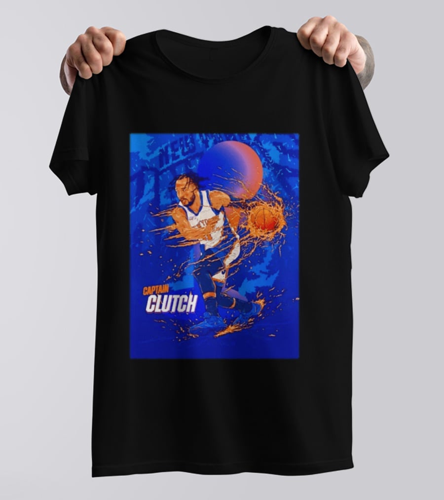 New York Knicks Captain Clutch Jalen Brunson Basketball Flames 2026 T-Shirt