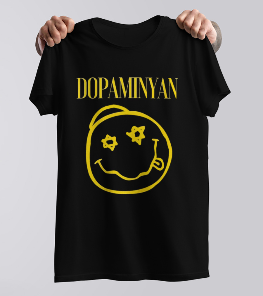Dopaminyan Star Eyed Smiley Face Yellow T-Shirt