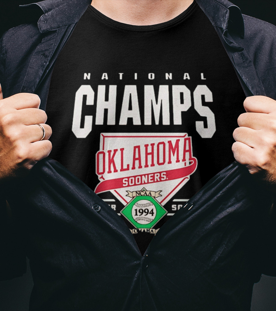 Oklahoma Sooners 1994 NCAA Baseball National Champs Boomer Sooner T-Shirt