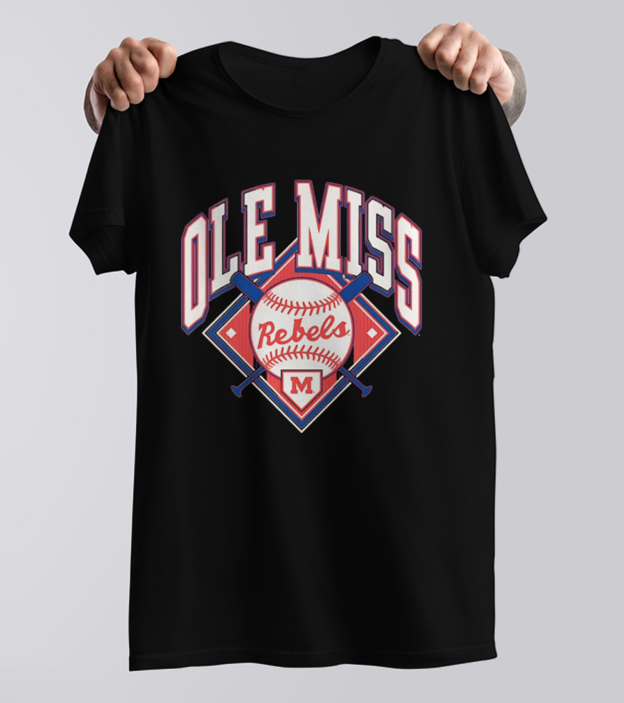 Ole Miss Rebels Baseball 2026 Team Merchandise Featuring Classic Logo And Red Baseball T-Shirt