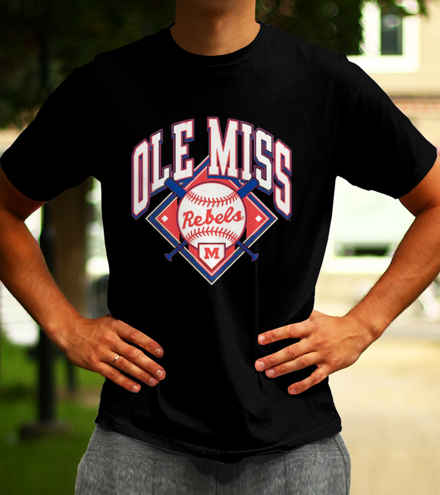 Ole Miss Rebels Baseball 2026 Team Merchandise Featuring Classic Logo And Red Baseball T-Shirt