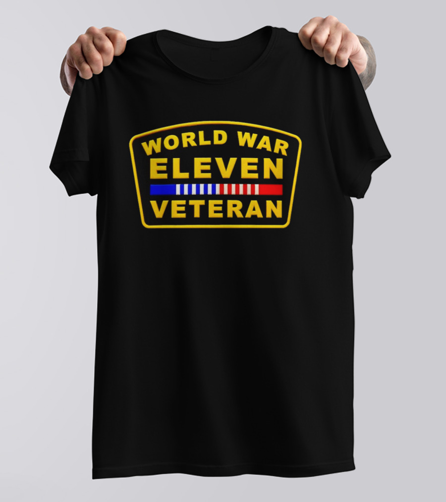 World War Eleven Veteran Patch Style Yellow Black Red Blue T-Shirt