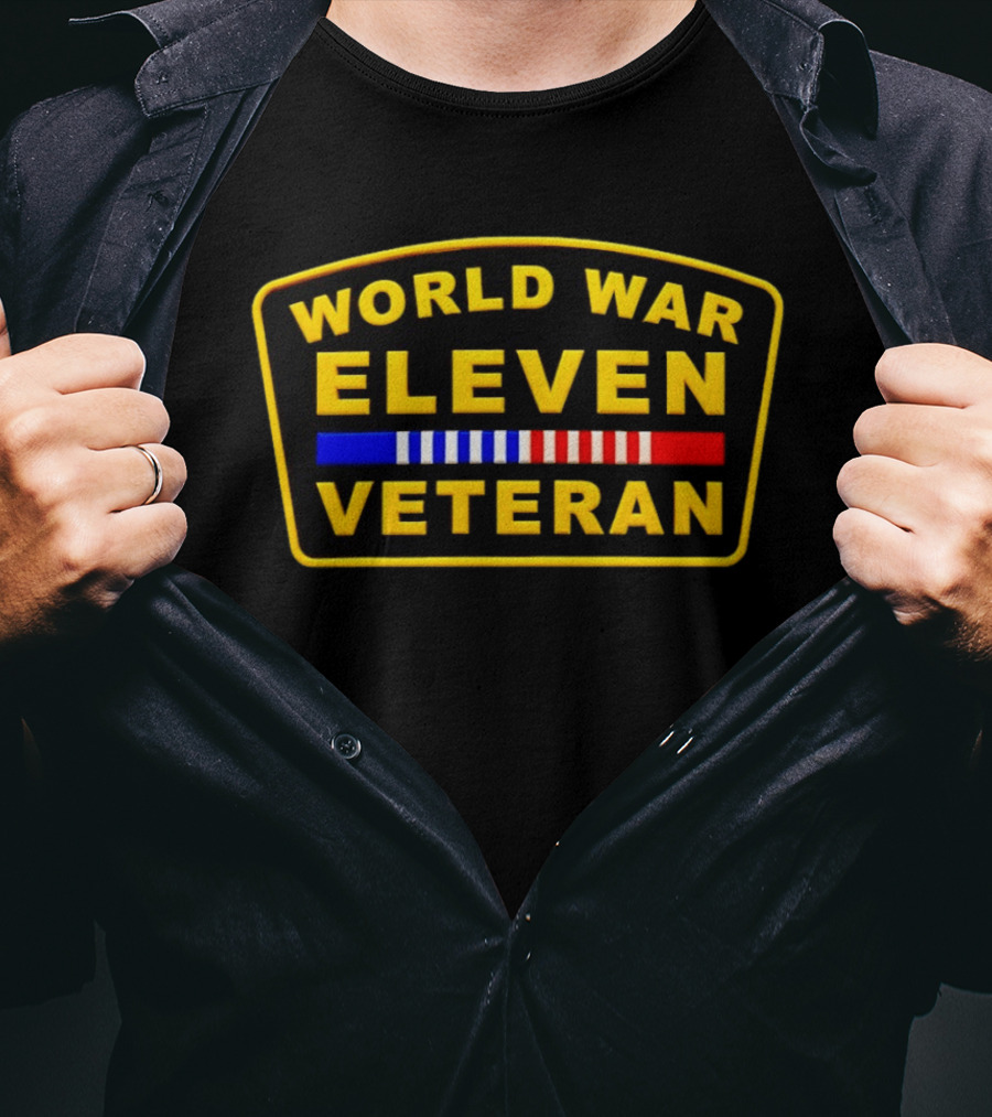 World War Eleven Veteran Patch Style Yellow Black Red Blue T-Shirt