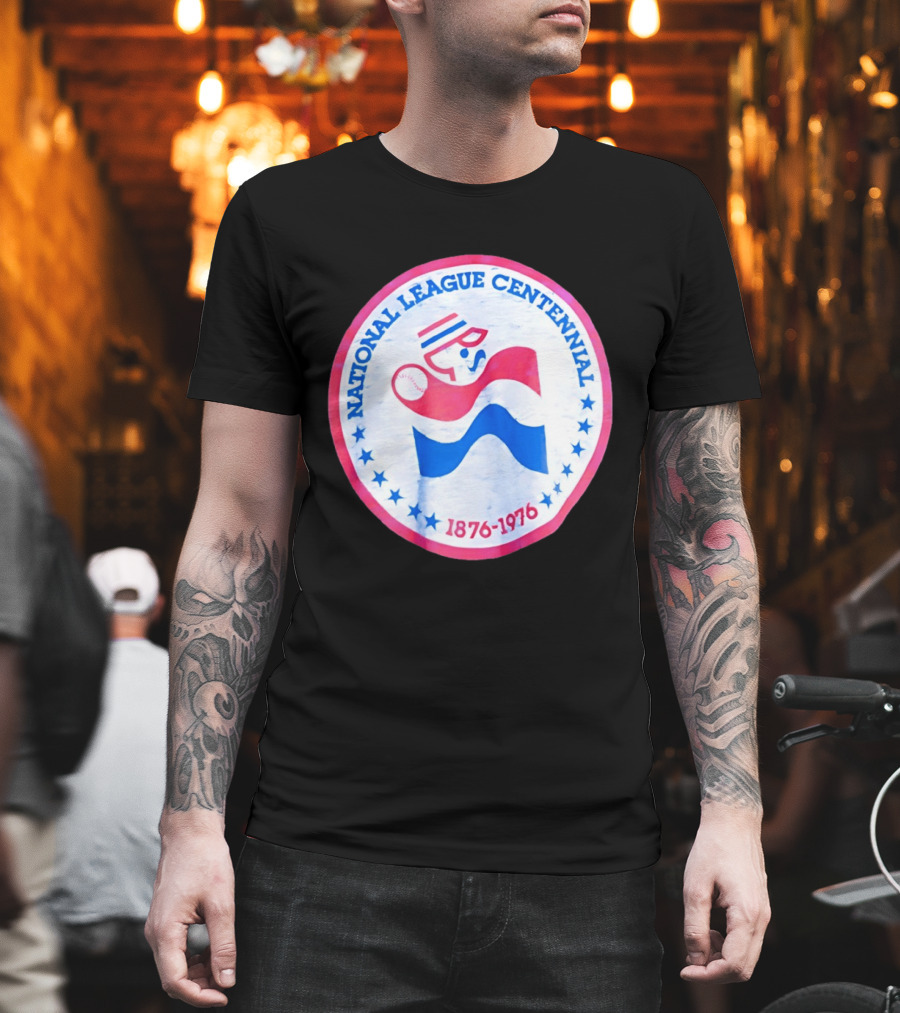 National League Centennial 1876 1976 Baseball Anniversary Retro MLB Bold Blue Red T-Shirt
