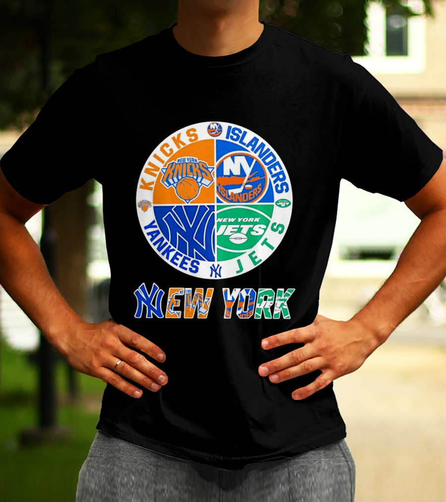 Knicks Islanders Yankees Jets New York Sports Teams Quadrant T-Shirt
