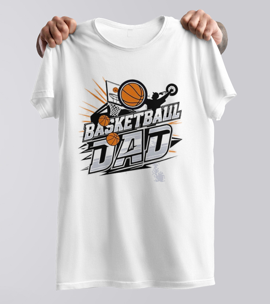 Basketball Dad Flying Ball Action Hoop T-Shirt