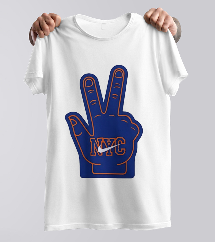 NYC Foam Finger Peace Sign New York Knicks Basketball T-Shirt