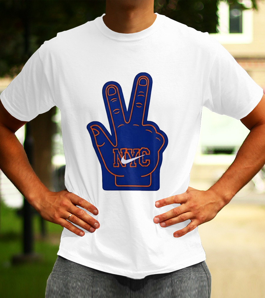 NYC Foam Finger Peace Sign New York Knicks Basketball T-Shirt