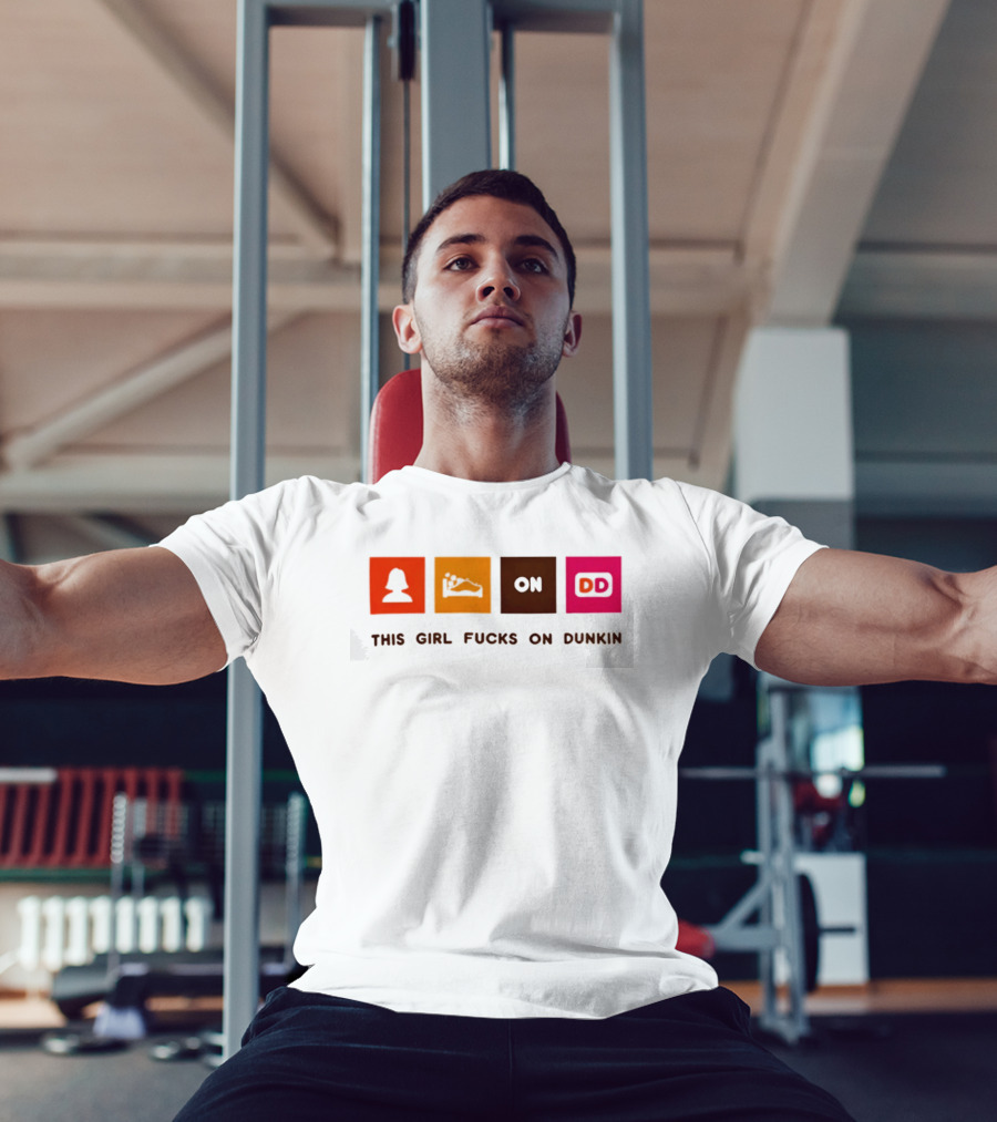 This Girl Fucks On Dunkin Retro Icon Square Blocks T-Shirt