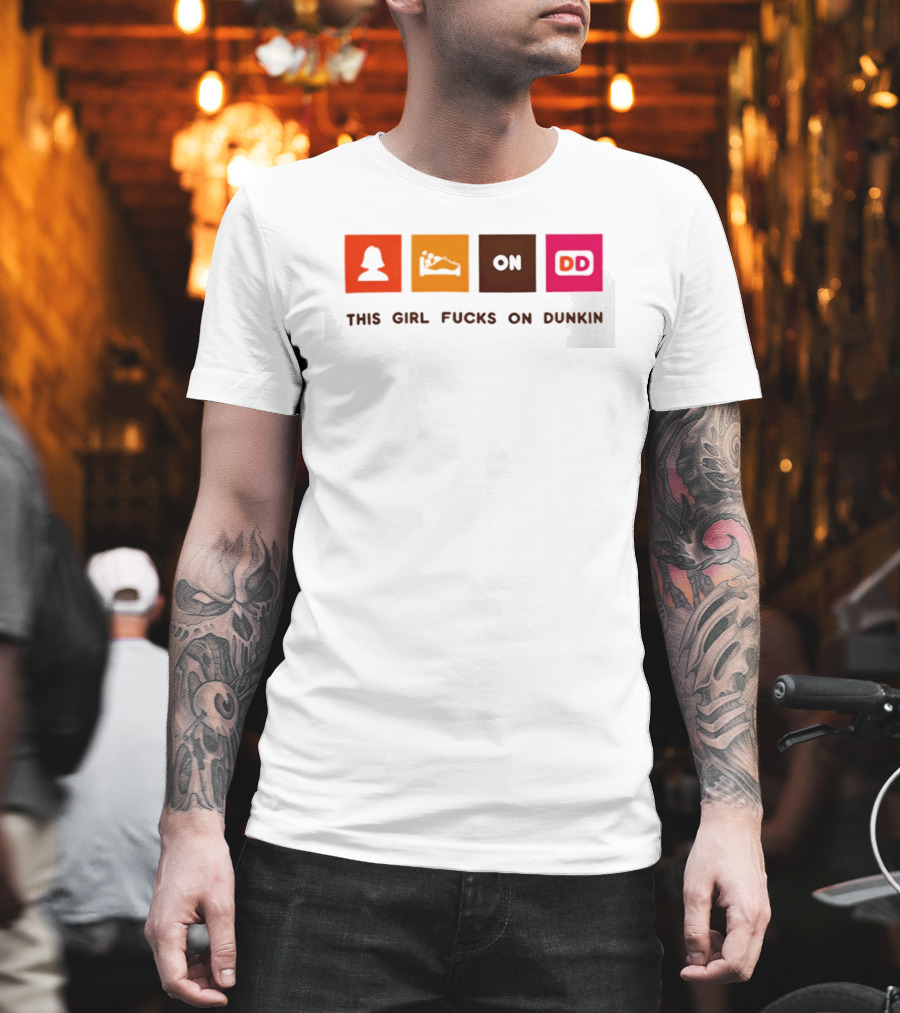 This Girl Fucks On Dunkin Retro Icon Square Blocks T-Shirt