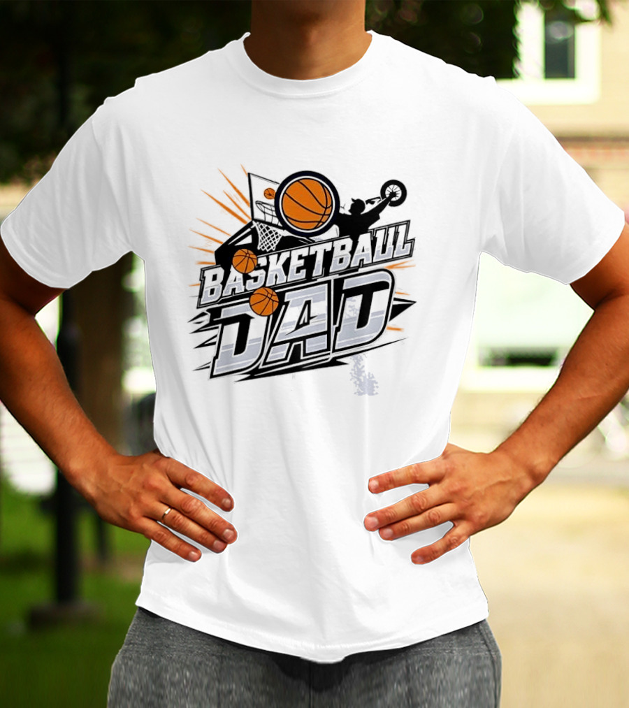 Basketball Dad Action Hoop Flying Ball Slam Dunk Sports T-Shirt