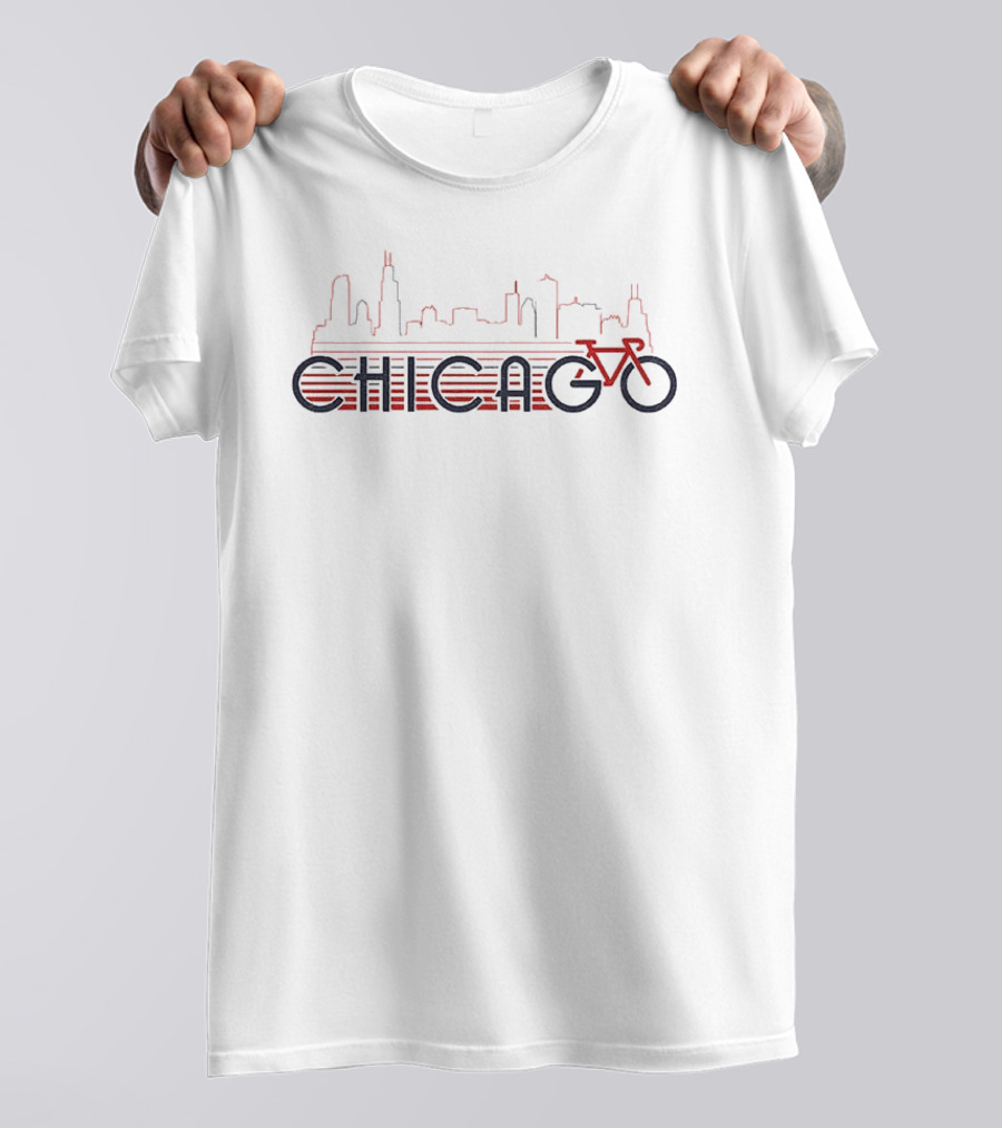 Chicago Skyline Bike Cityscape T-Shirt