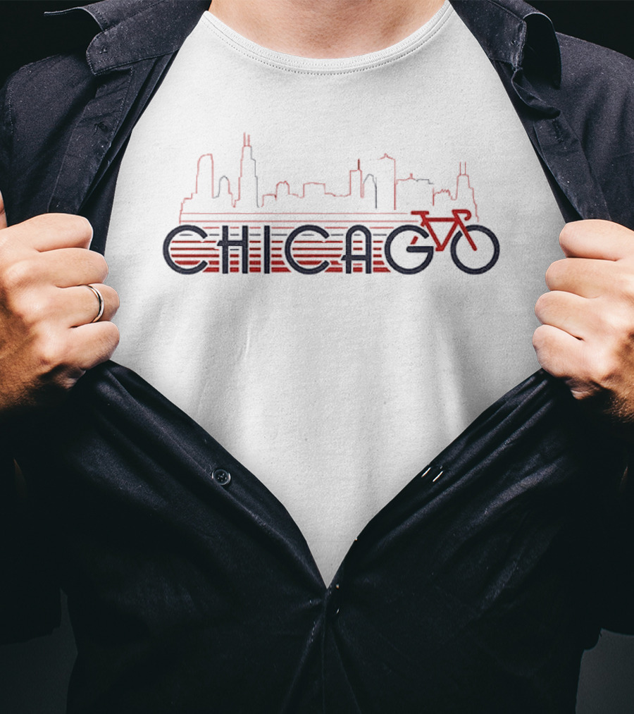 Chicago Skyline Bike Cityscape T-Shirt