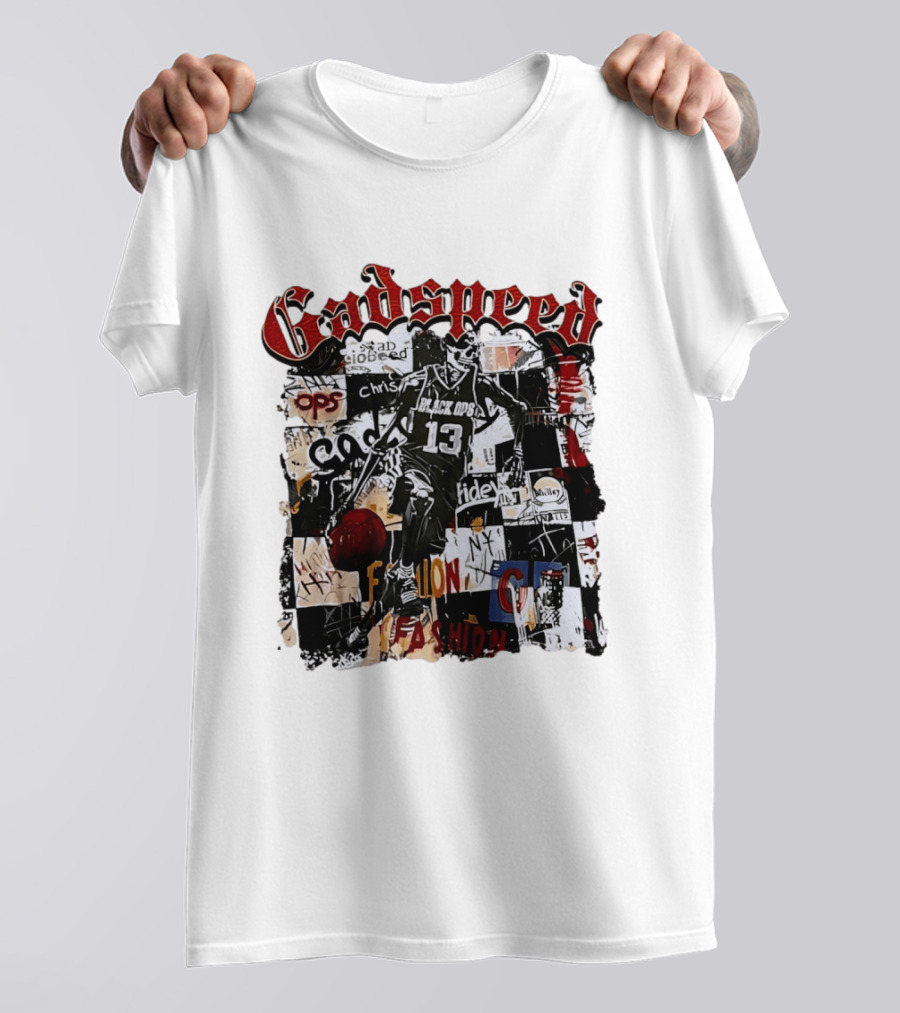 Godspeed Black Ops 13 Basketball Collage Style Urban Fashion T-Shirt