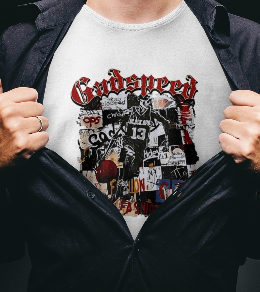 Godspeed Black Ops 13 Basketball Collage Style Urban Fashion T-Shirt