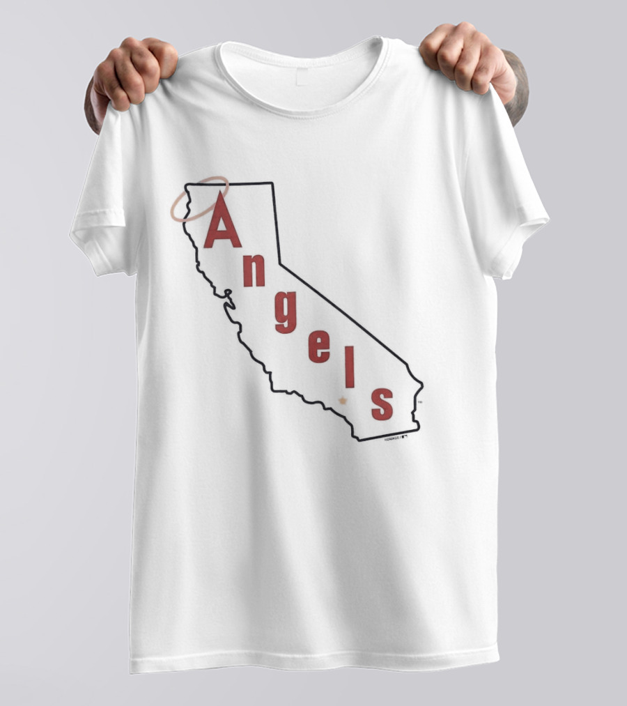 California Angels Script Los Angeles Outline With Halo T-Shirt