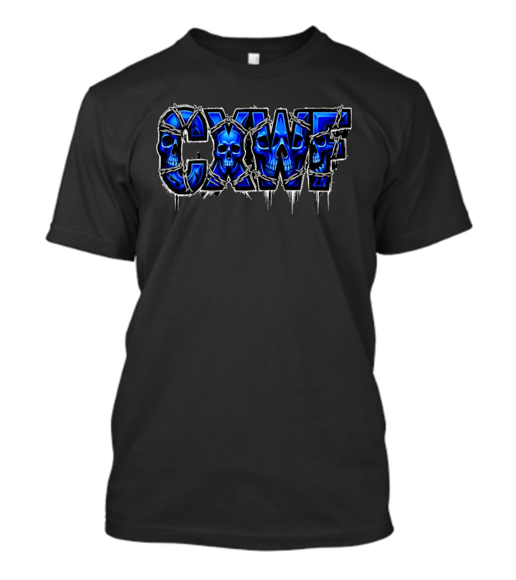 CXWF Blue Skull Barbed Wire T-Shirt