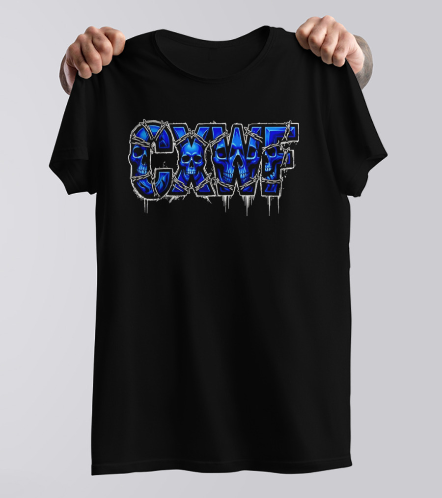 CXWF Blue Skull Barbed Wire T-Shirt