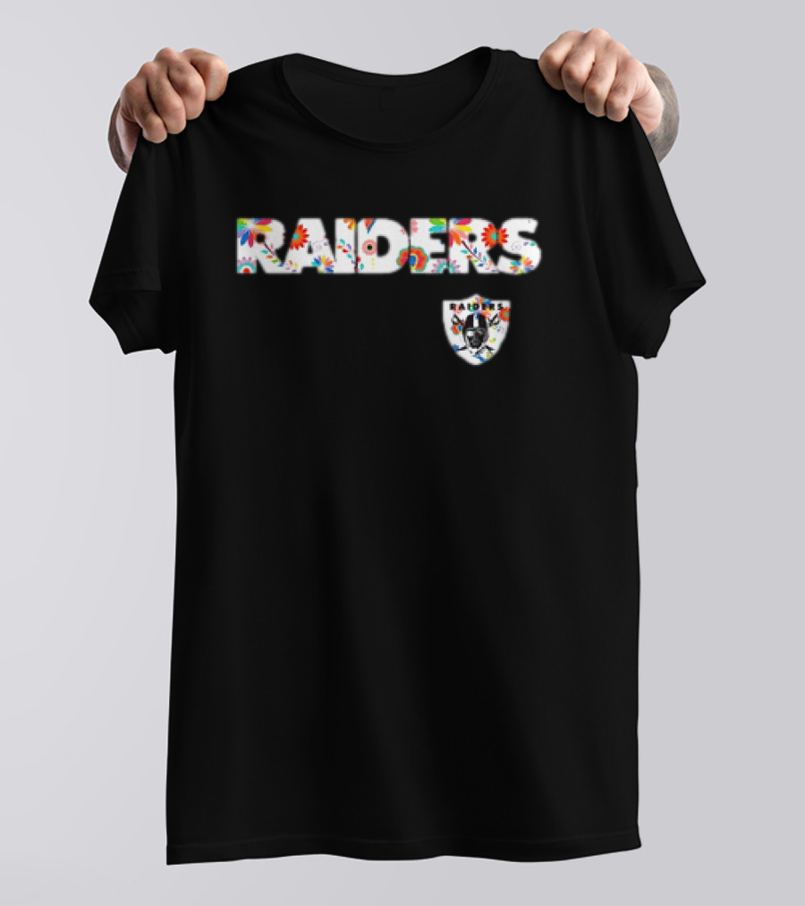 Raiders Dia De Los Muerto 2025 Floral Skull NFL Team T-Shirt