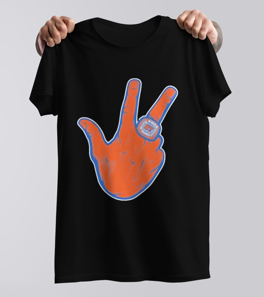 New York Knicks Jalen Brunson Peace Sign Ring Basketball Champion T-Shirt