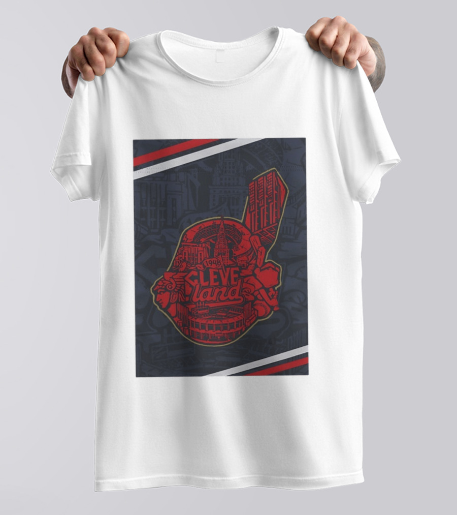 Cleveland 1948 Baseball Team City Mosaic Landmark Collage T-Shirt