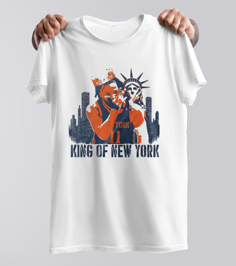 Jalen Brunson King Of New York Skyline 2026 MVP Basketball T-Shirt