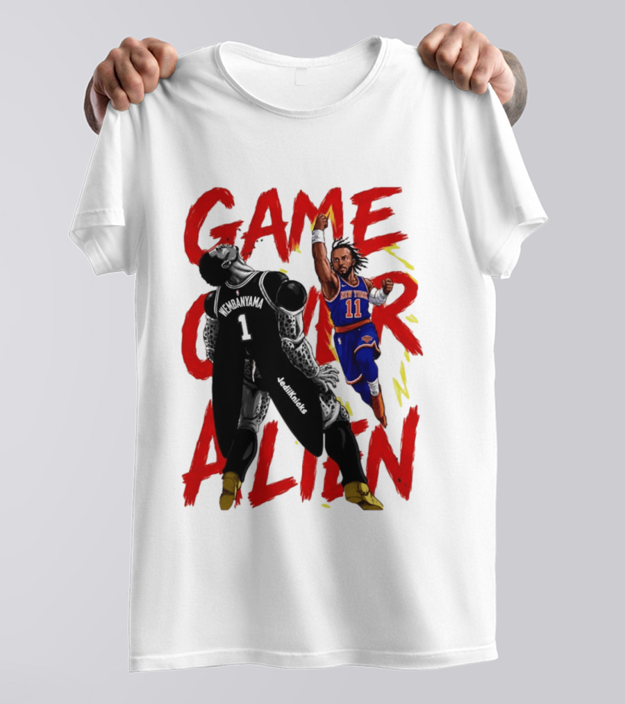 Game Over Alien Wembanyama Vs Jalen Gohan Brunson Knicks T-Shirt