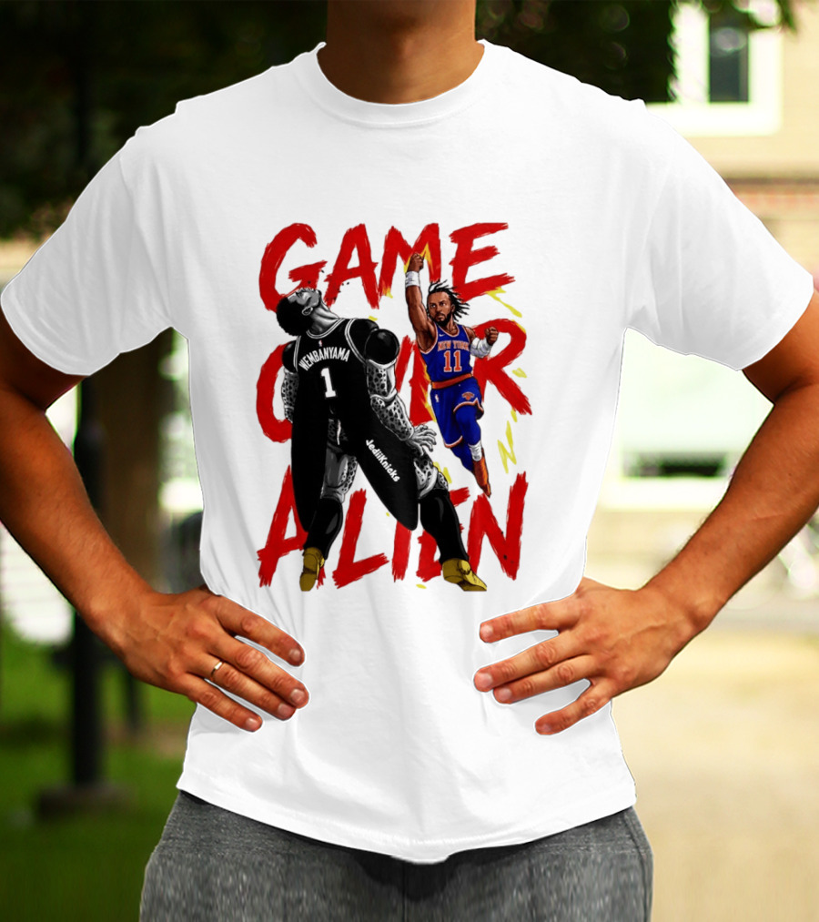 Game Over Alien Wembanyama Vs Jalen Gohan Brunson Knicks T-Shirt
