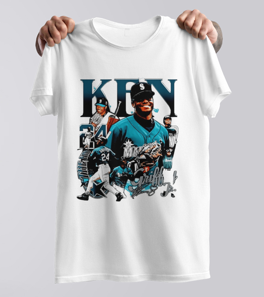 Ken Griffey Jr Seattle Mariners The Kid 24 Legendary Collage T-Shirt