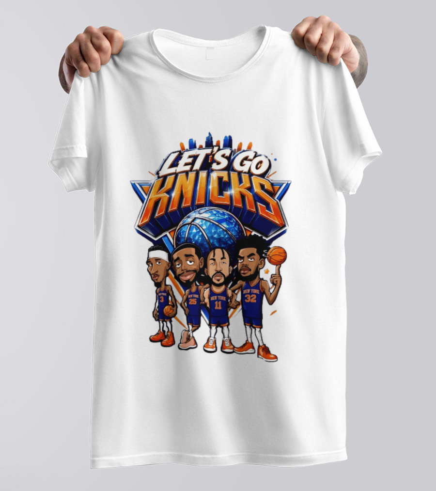 Let's Go Knicks New York Basketball Players Cartoon 2026 T-Shirt