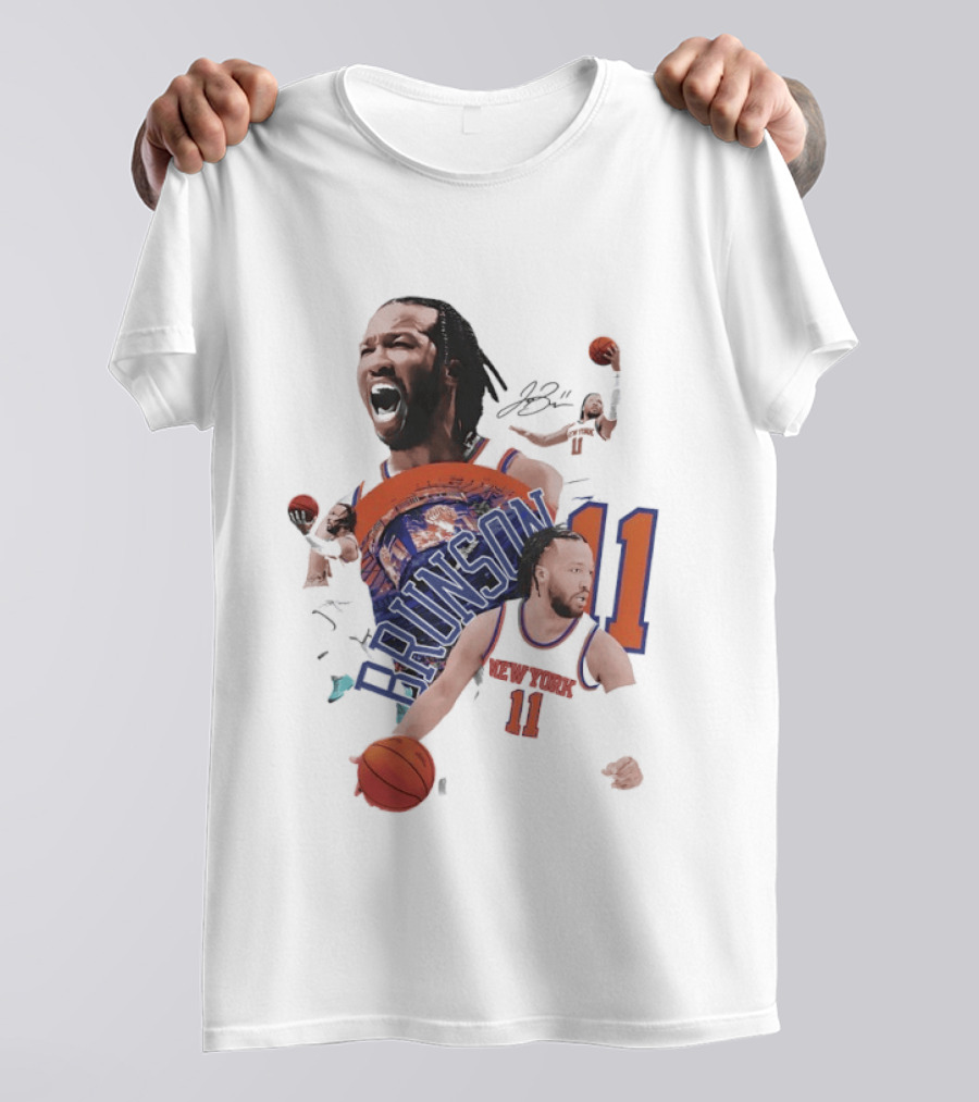 NY Knicks Jalen Brunson Number 11 Collage Basketball Player T-Shirt